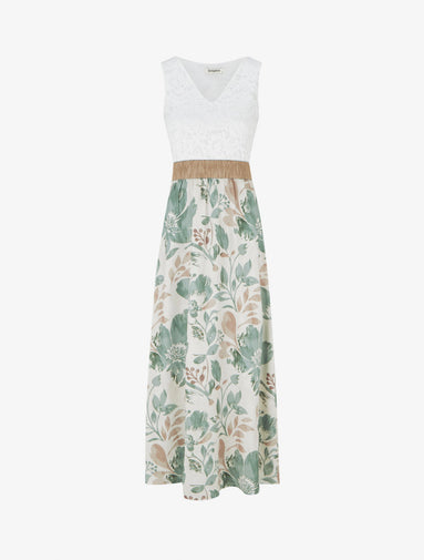 Beige Bloom – Vestido Largo Floral